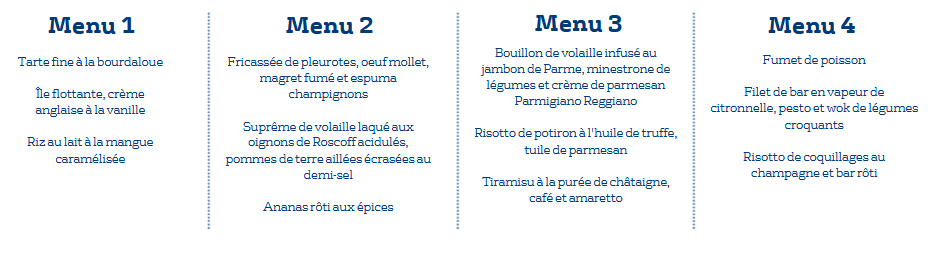 exemple menus Lyon FR